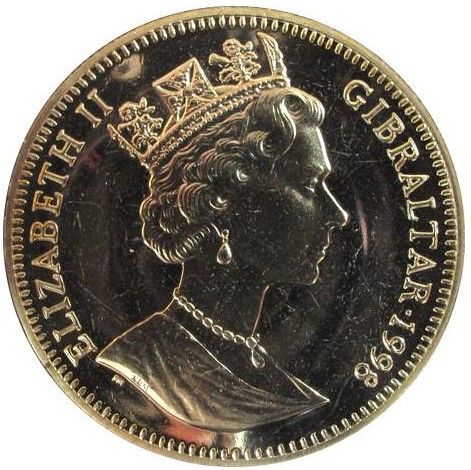 Gibraltar 1 Crown - Elizabeth II Ski jumper; Silver Proof obverse