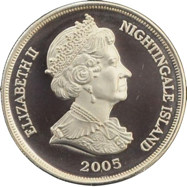 Nightingale Island 1 Crown - Elizabeth II The Queen Mother, young, blue dress obverse
