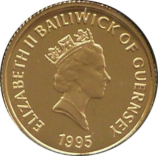 Guernsey 5 Pounds - Elizabeth II Queen Mother; Gold Proof obverse
