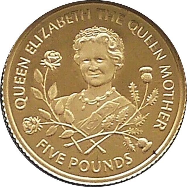 Guernsey 5 Pounds - Elizabeth II Queen Mother; Gold Proof