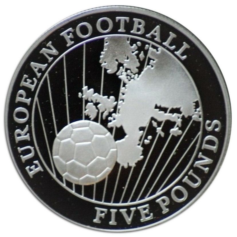 Guernsey 5 Pounds - Elizabeth II European Football; Silver Proof