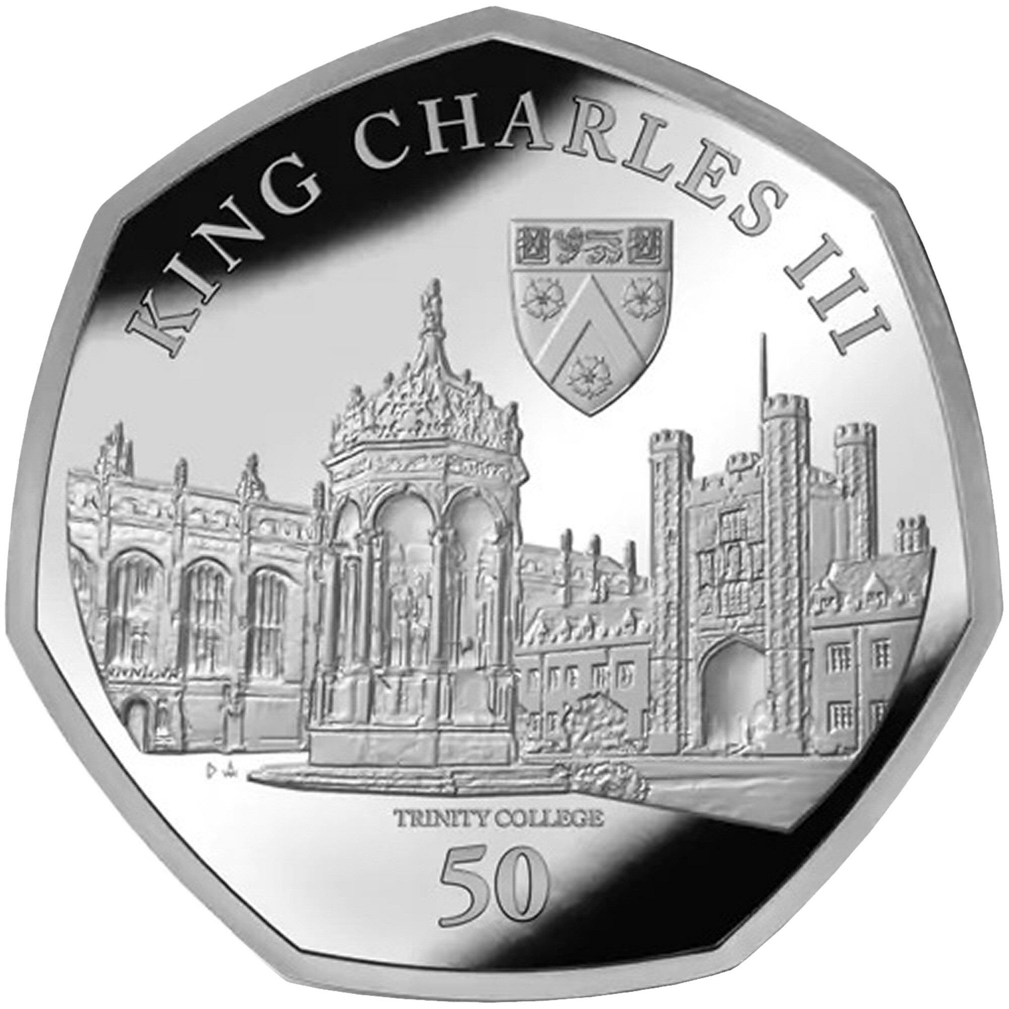 British Antarctic Territory 50 Pence - Charles III Trinity College, Cambridge reverse