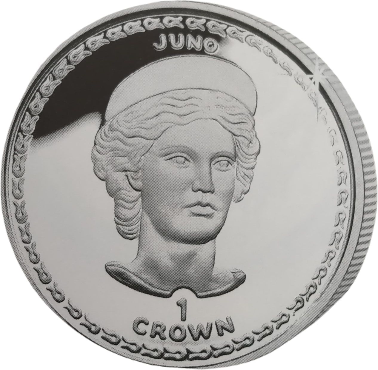 Gibraltar 1 Crown - Elizabeth II Juno; Silver Proof reverse
