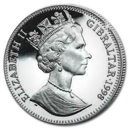 Gibraltar 1 Crown - Elizabeth II Britannia; Silver Proof obverse