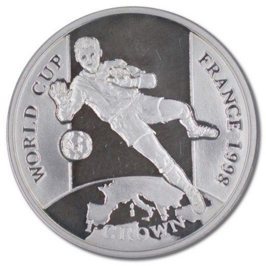 Gibraltar 1 Crown - Elizabeth II Goalkeeper saving; Silver Proof reverse