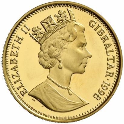 Gibraltar 1 Royal - Elizabeth II Kissing Cherubs obverse