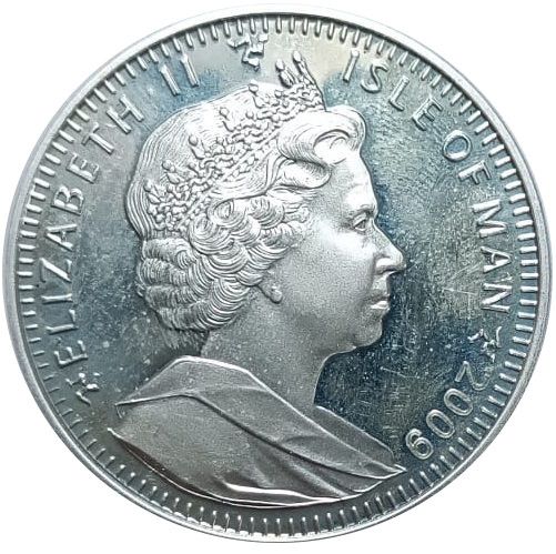 Isle of Man 1 Crown - Elizabeth II Vancouver Olympic - Snow Sports Silver obverse
