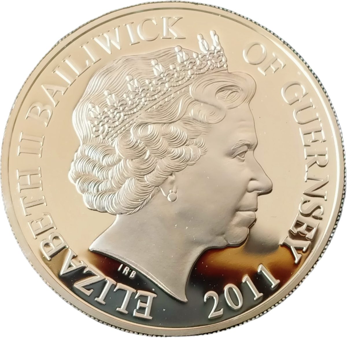 Guernsey 5 Pounds - Elizabeth II British Army; Silver Proof obverse