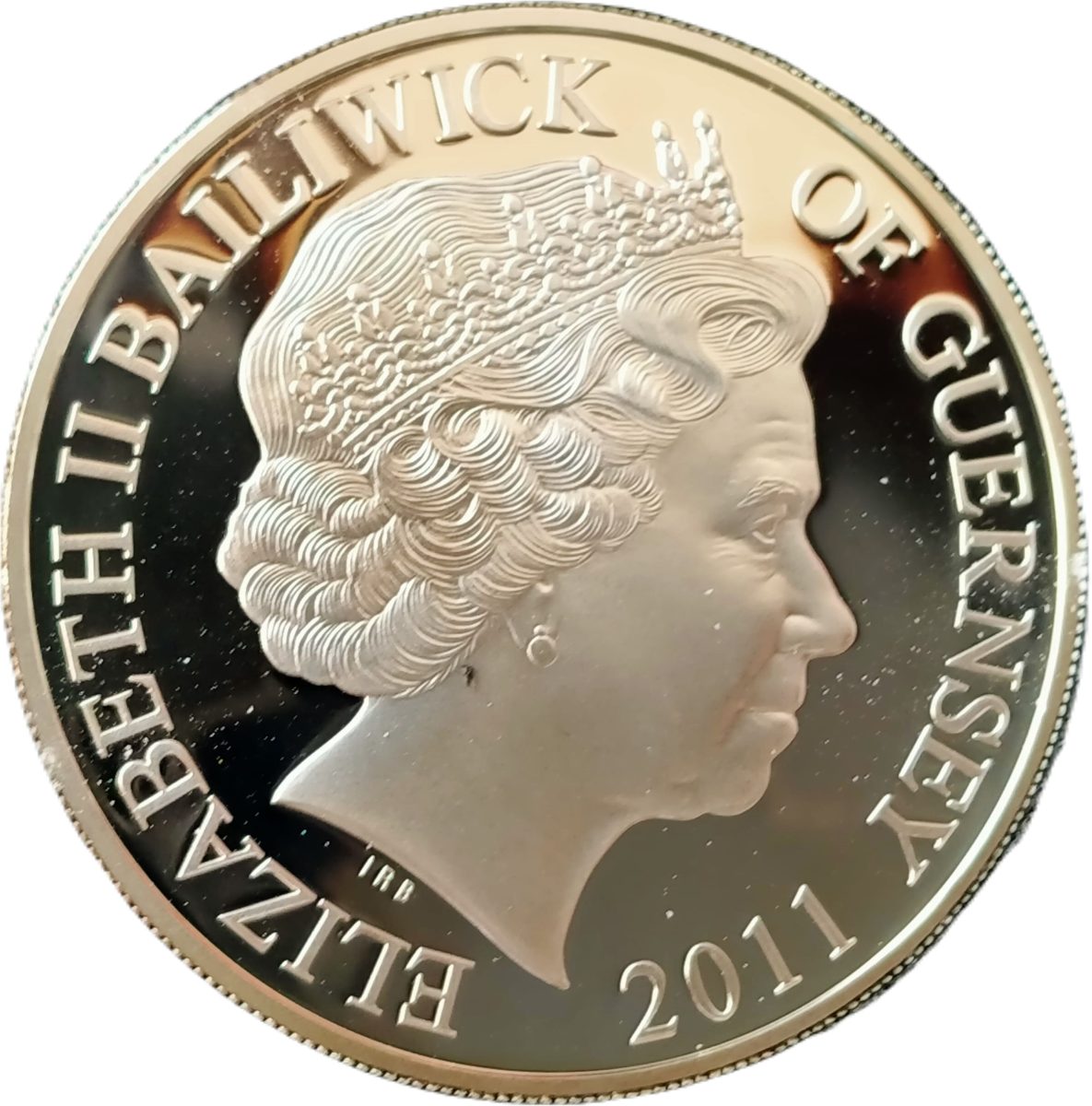 Guernsey 5 Pounds - Elizabeth II Royal Navy; Silver Proof obverse