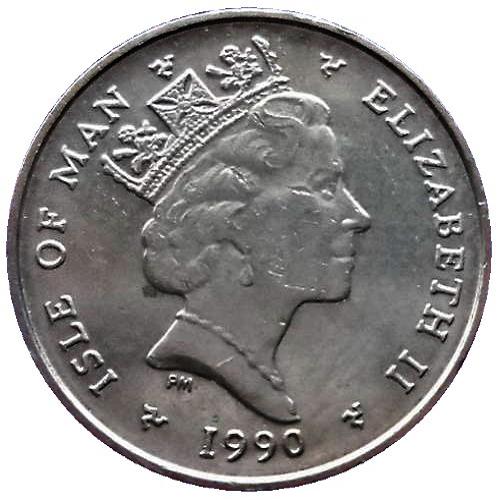 Isle of Man 5 Pence - Elizabeth II Windsurfing; reduced size obverse