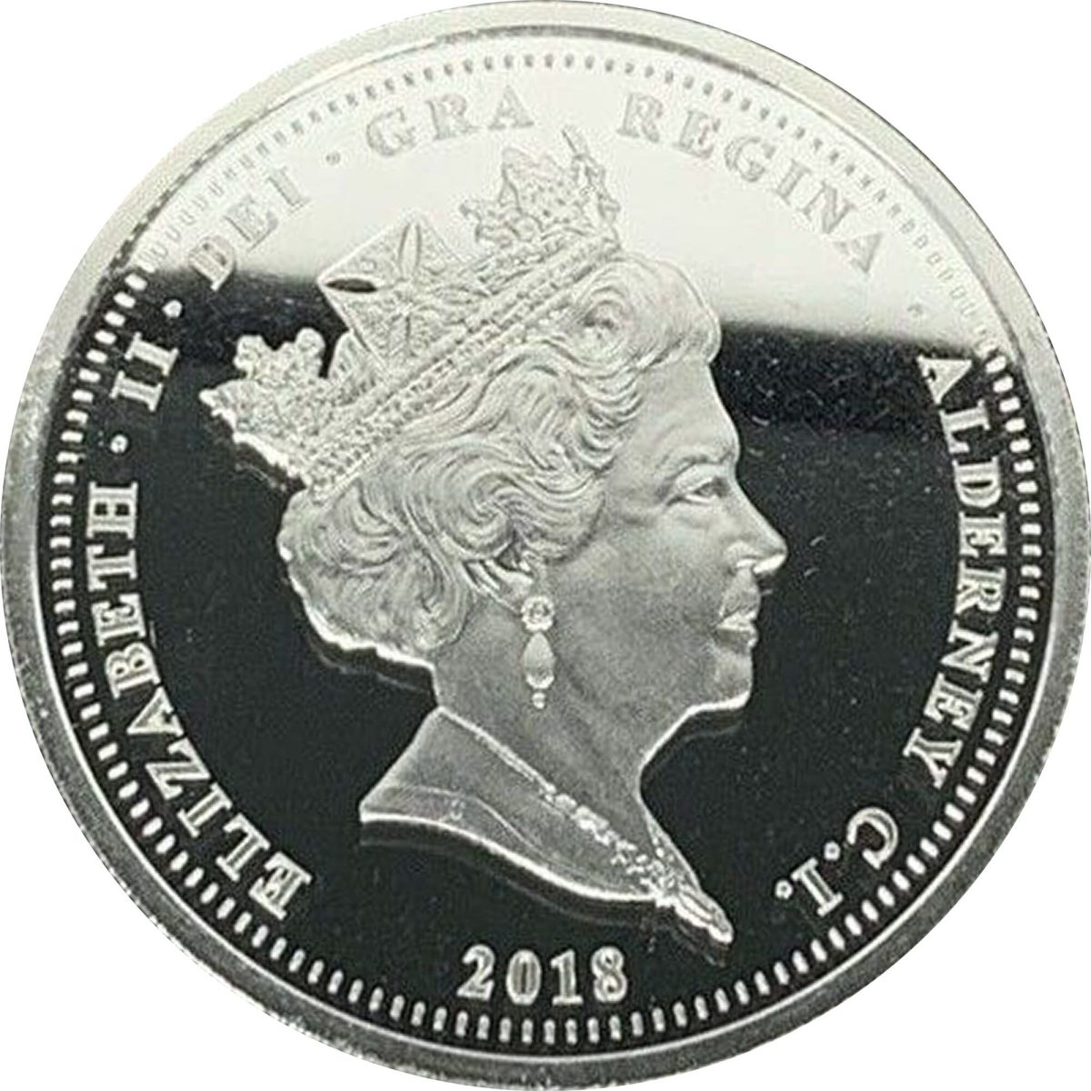 Alderney 5 Pounds - Elizabeth II Dambusters obverse