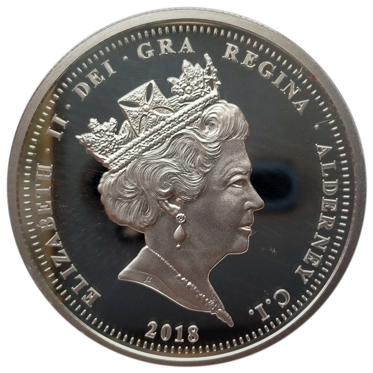 Alderney 5 Pounds - Elizabeth II End of Great War; Silver Proof obverse