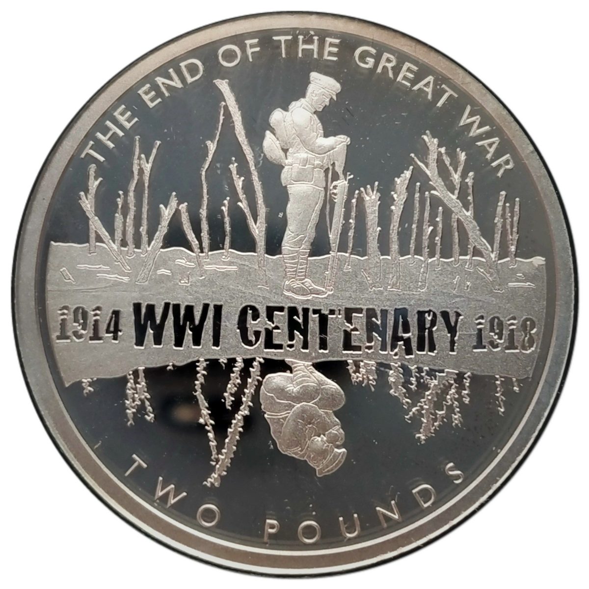 Alderney 2 Pounds - Elizabeth II End of Great War; Silver Proof