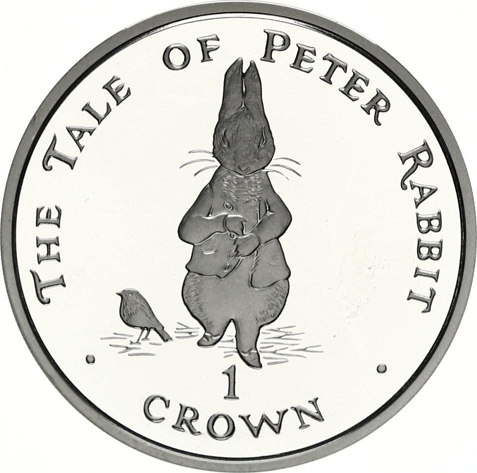 Gibraltar 1 Crown - Elizabeth II Peter Rabbit; Silver Proof reverse