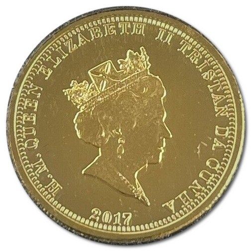 Tristan da Cunha 1 Crown - Elizabeth II Platinum Wedding - Catherdral; Gold obverse