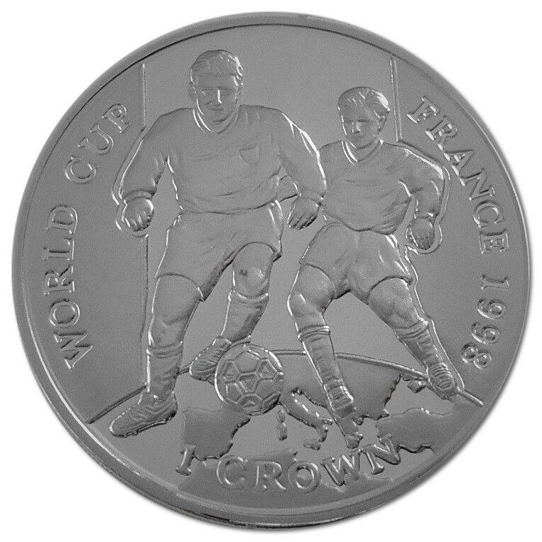 Gibraltar 1 Crown - Elizabeth II Two players, one with ball; Silver Proof reverse