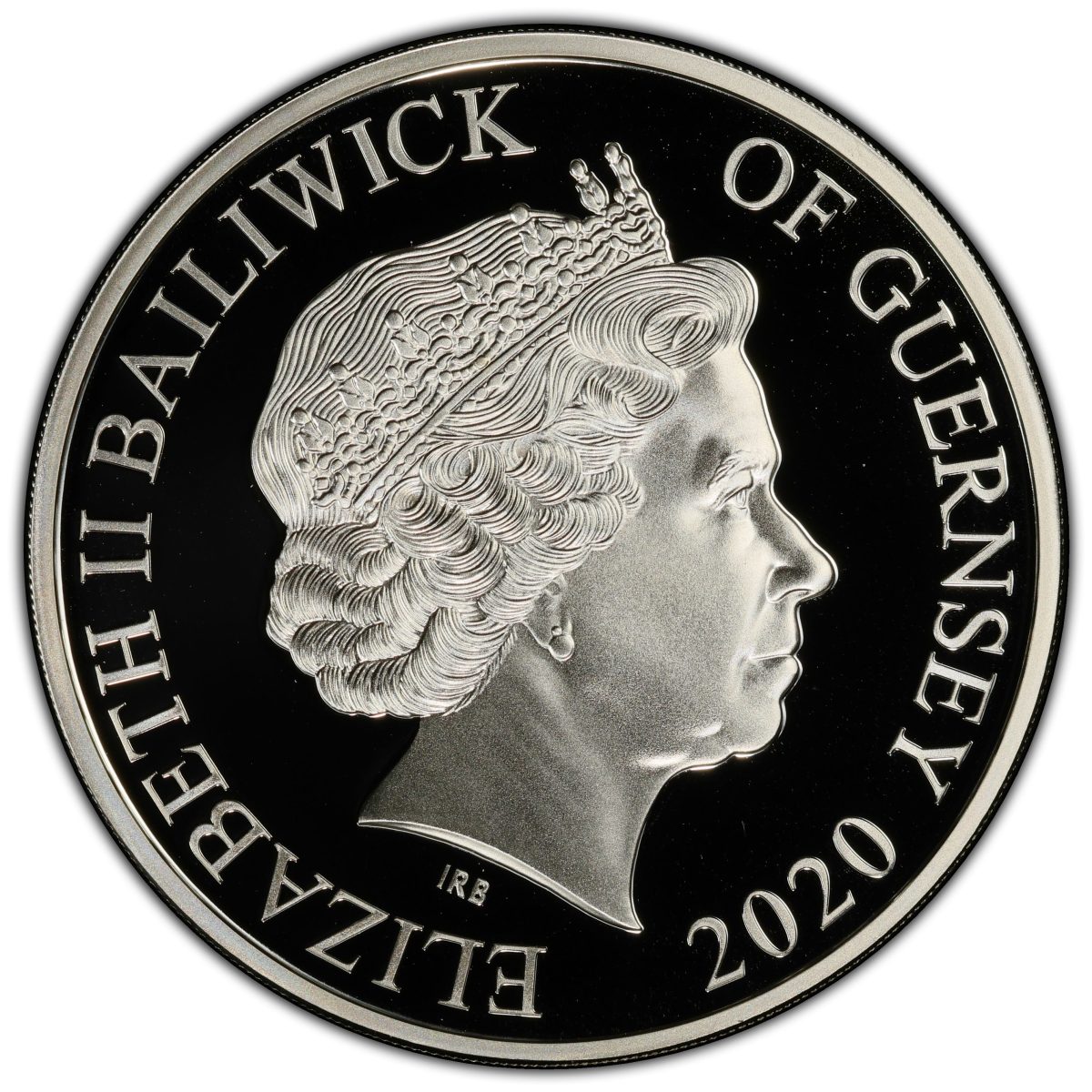 Guernsey 5 Pounds - Elizabeth II Florence Nightingale; Silver Proof obverse