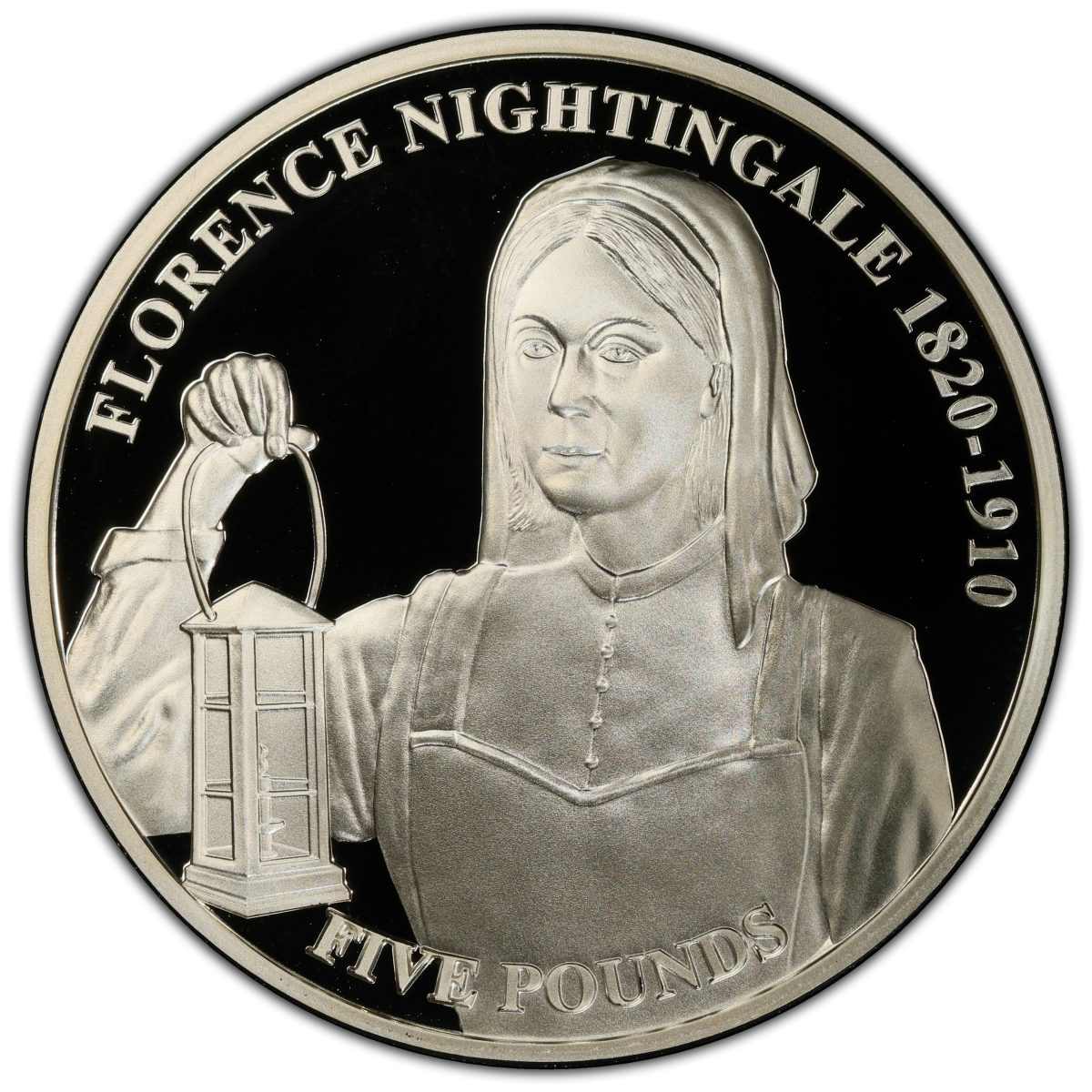 Guernsey 5 Pounds - Elizabeth II Florence Nightingale; Silver Proof