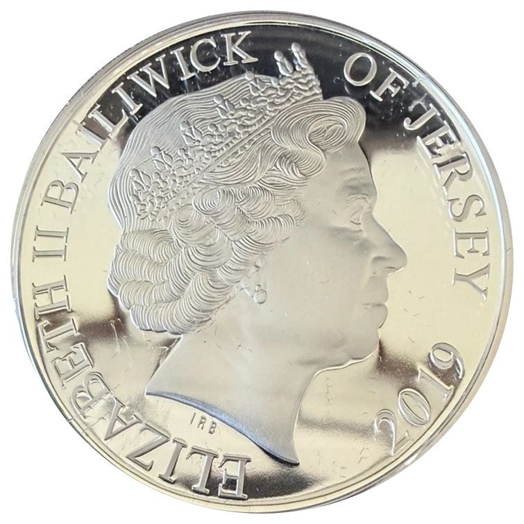 Jersey 5 Pounds - Elizabeth II Supersonic Concorde Flight; Silver Proof obverse