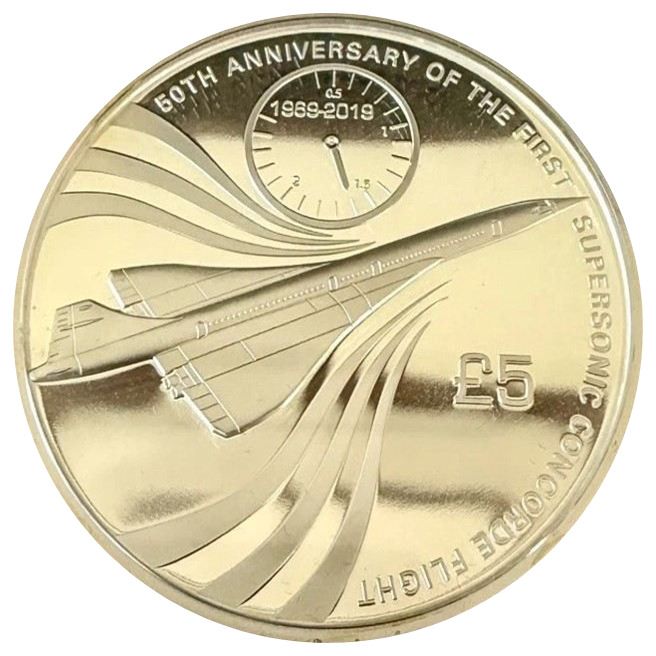 Jersey 5 Pounds - Elizabeth II Supersonic Concorde Flight; Silver Proof reverse