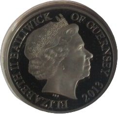 Guernsey 5 Pounds - Elizabeth II Dambusters; Silver Proof obverse