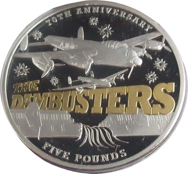 Guernsey 5 Pounds - Elizabeth II Dambusters; Silver Proof
