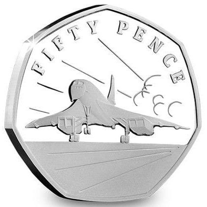 Guernsey 50 Pence - Elizabeth II 50th Anniversary of Concorde - Runway; Silver Proof