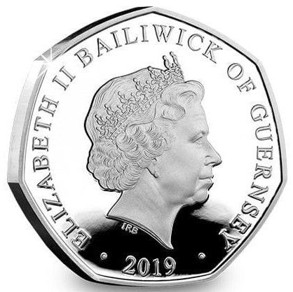 Guernsey 50 Pence - Elizabeth II 50th Anniversary of Concorde - Flight; Silver Proof obverse