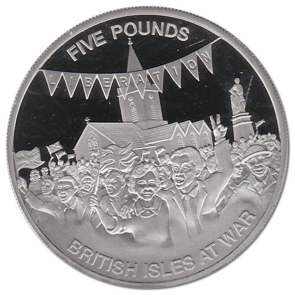 Guernsey 5 Pounds - Elizabeth II Liberation of Guernsey reverse