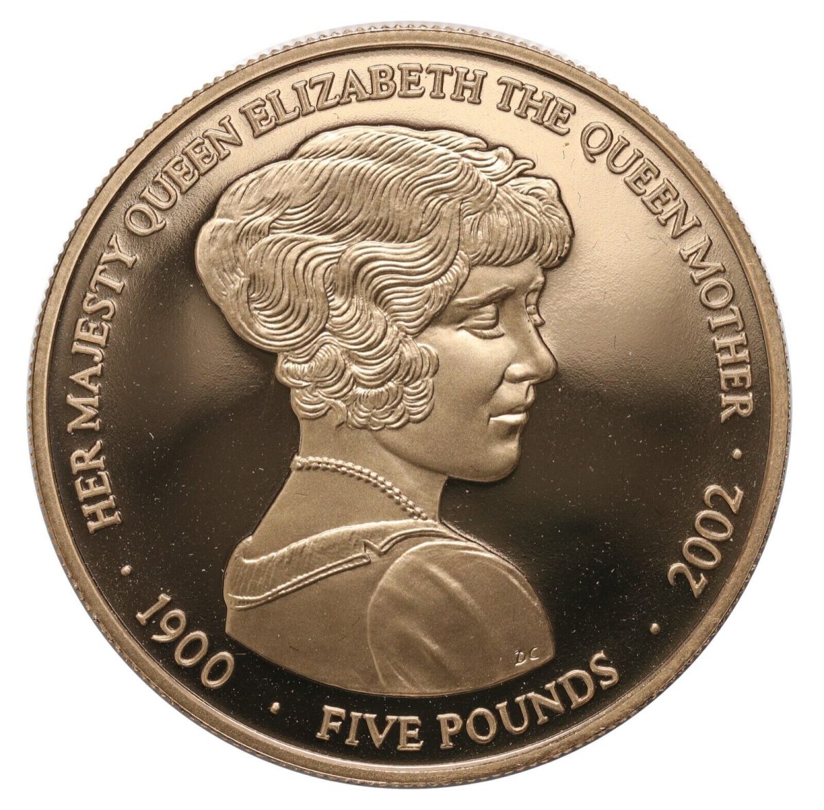 Jersey 5 Pounds - Elizabeth II Queen Mother; Gold Proof