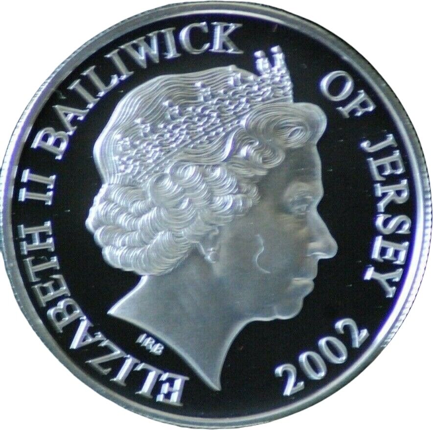 Jersey 5 Pounds - Elizabeth II Queen Mother; Silver Proof obverse