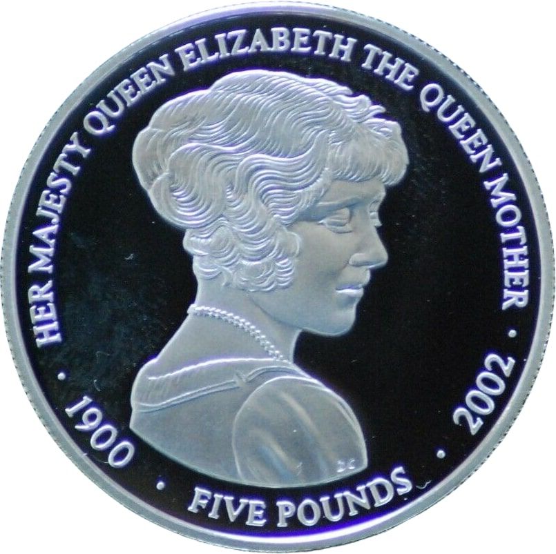 Jersey 5 Pounds - Elizabeth II Queen Mother; Silver Proof