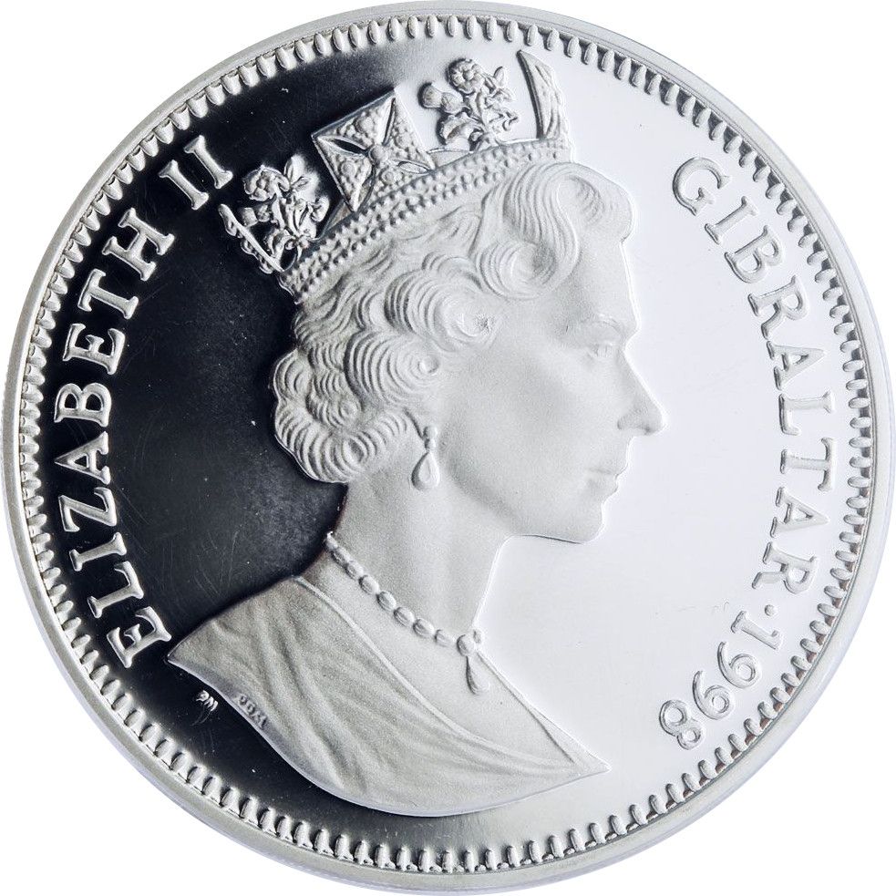 Gibraltar 1 Crown - Elizabeth II Marco Polo; Silver Proof obverse