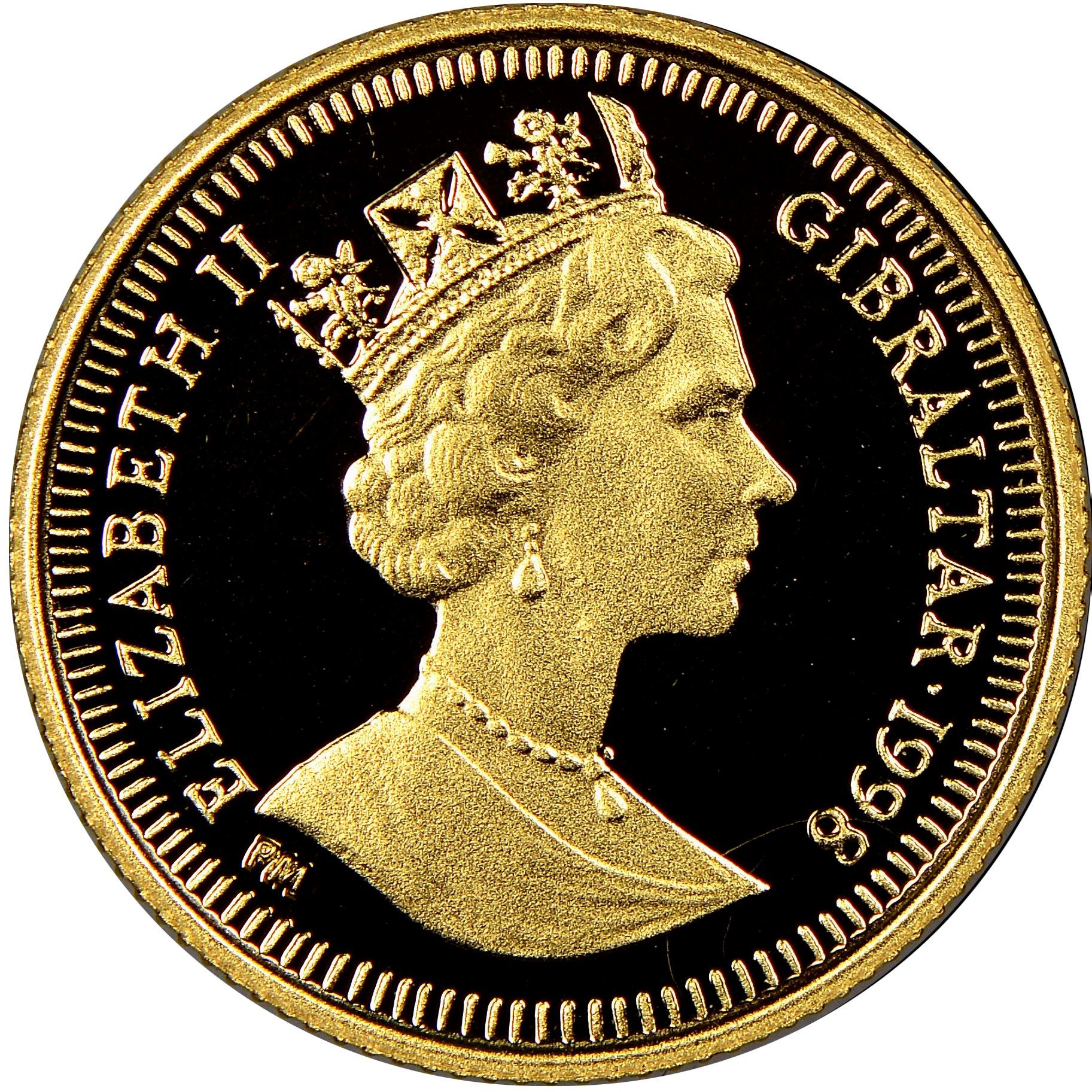 Gibraltar 1/25 Crown - Elizabeth II Sir Walter Raleigh obverse