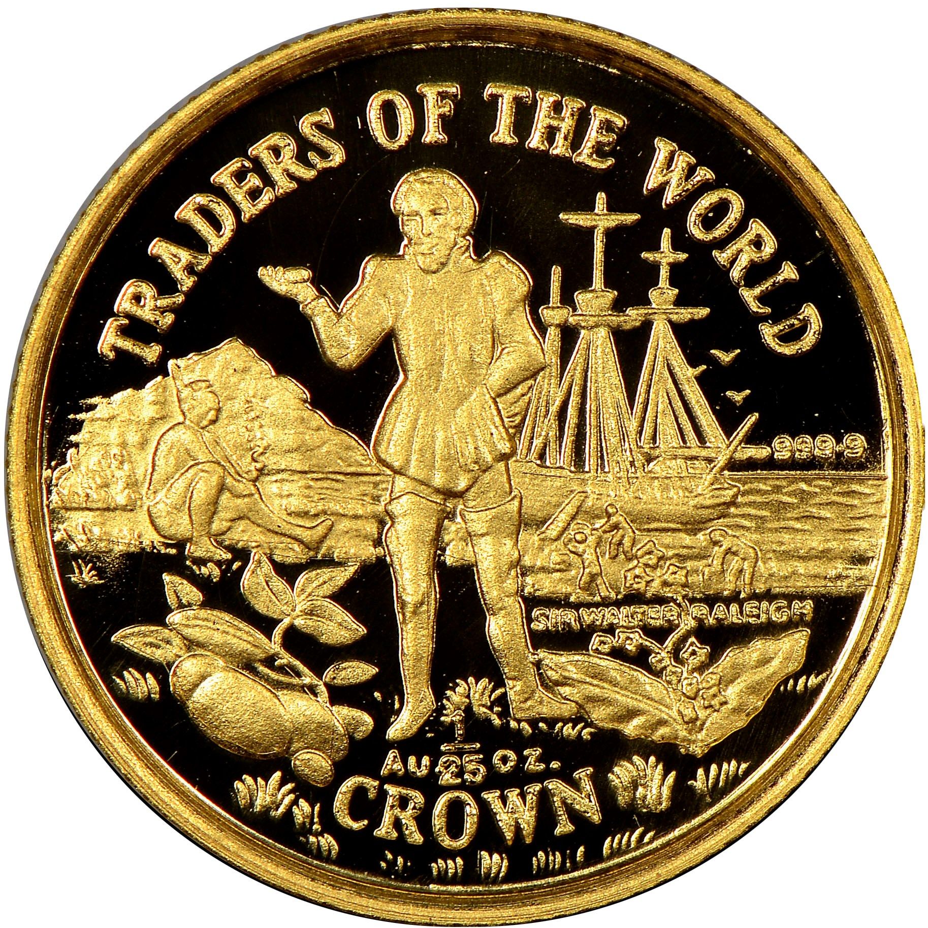 Gibraltar 1/25 Crown - Elizabeth II Sir Walter Raleigh reverse