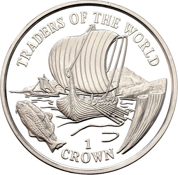 Gibraltar 1 Crown - Elizabeth II Viking Ship; Silver Proof reverse