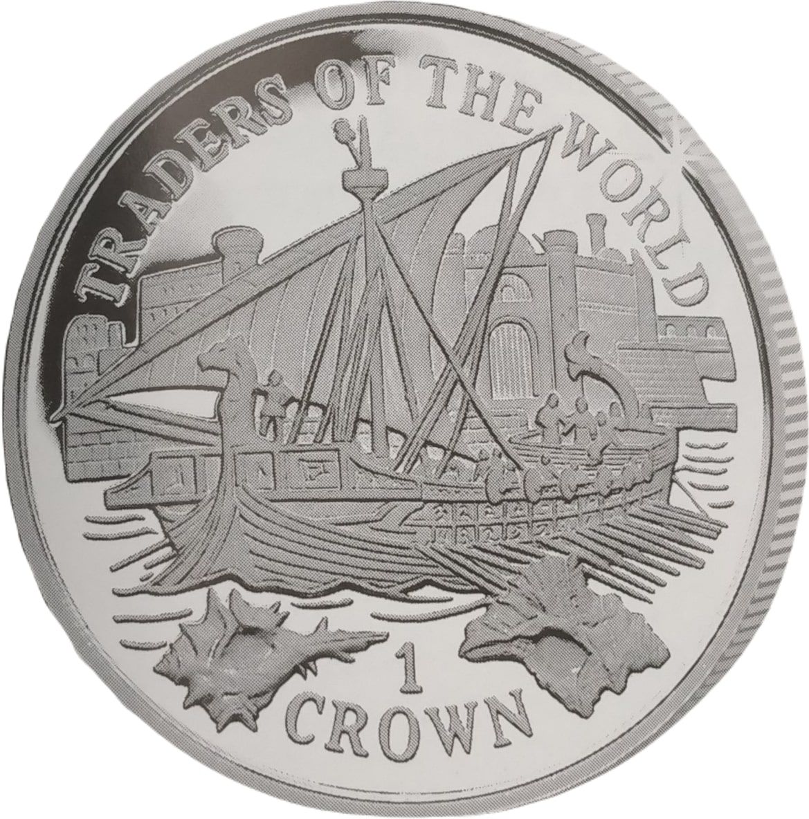 Gibraltar 1 Crown - Elizabeth II Phoenician Ship; Silver Proof reverse