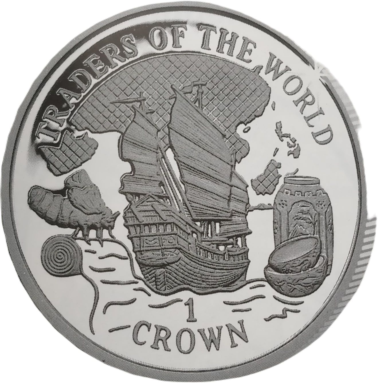 Gibraltar 1 Crown - Elizabeth II Chinese Junk; Silver Proof reverse