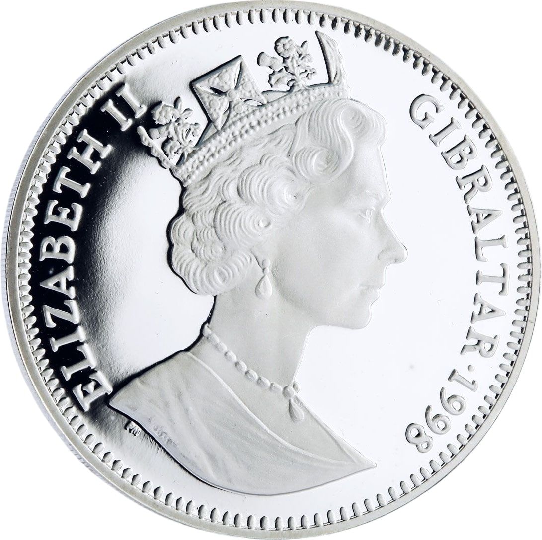 Gibraltar 1 Crown - Elizabeth II Boston Tea Party; Silver Proof obverse