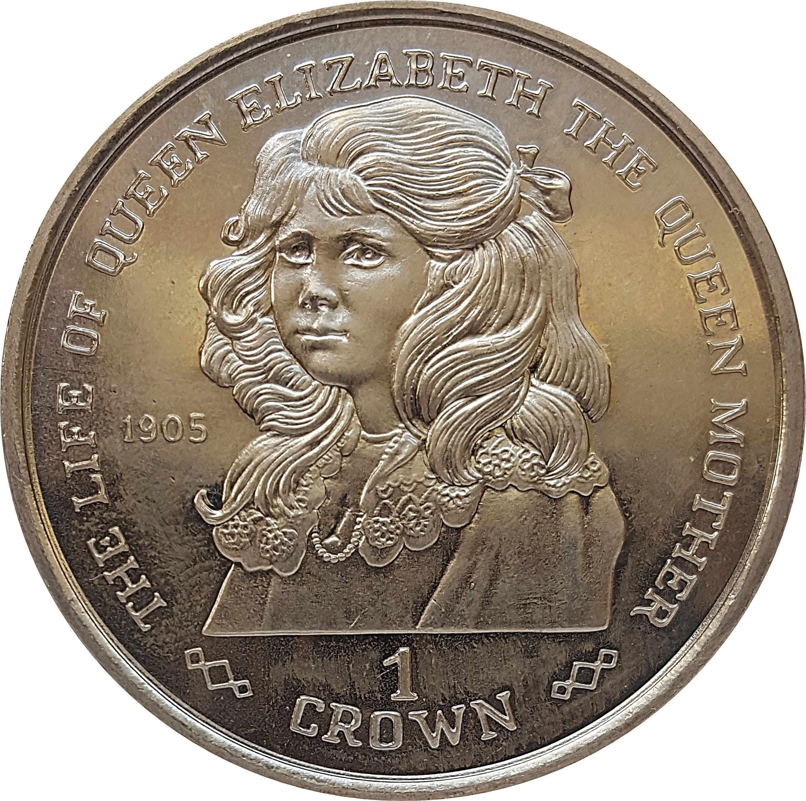Gibraltar 1 Crown - Elizabeth II Queen Mother as a Girl 1905 reverse