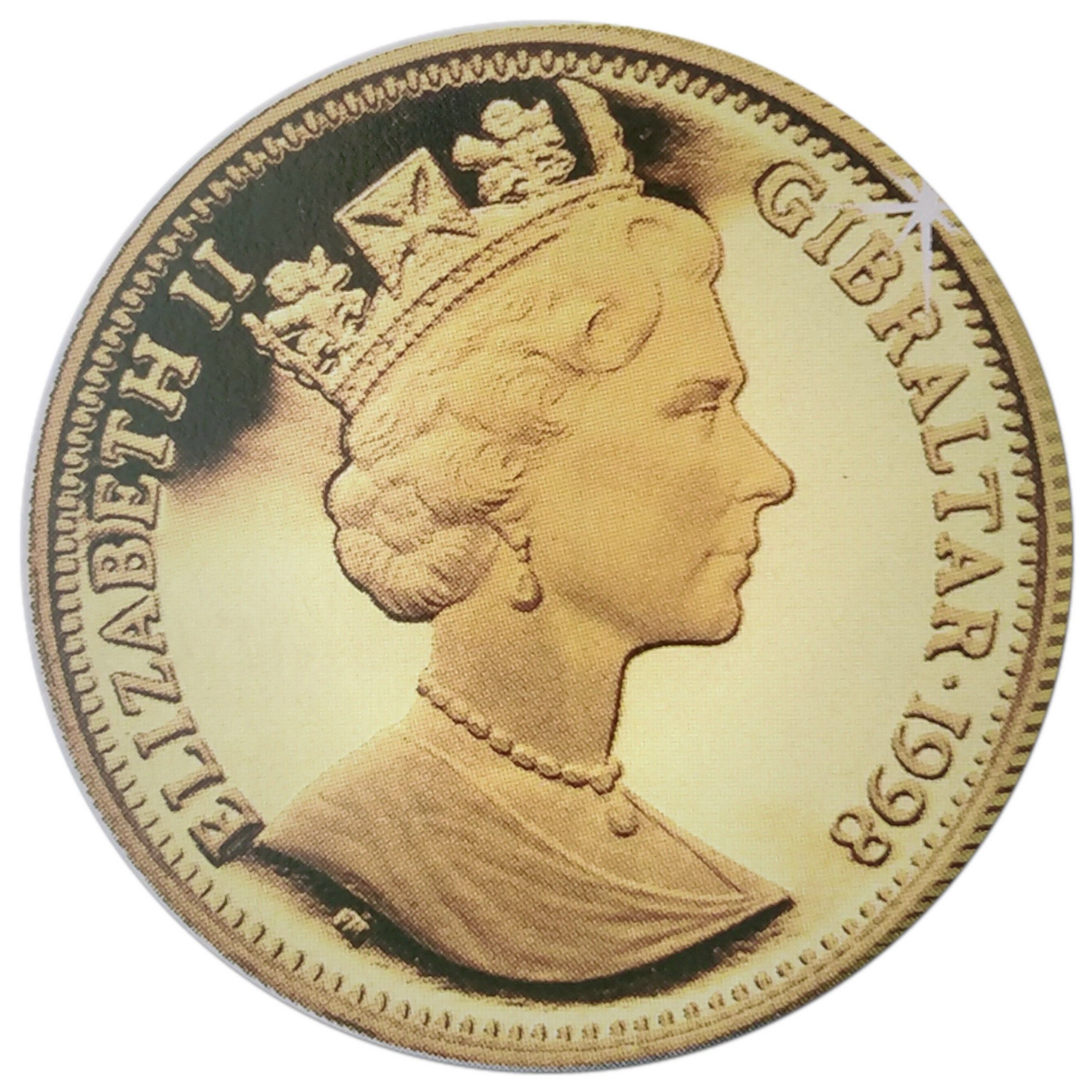 Gibraltar 1/25 Crown - Elizabeth II Homo Erectus obverse