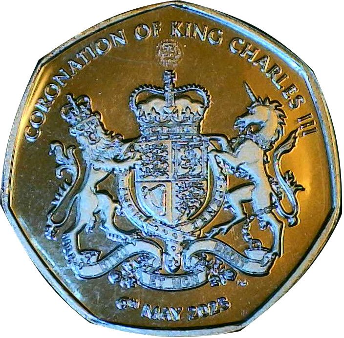 South Georgia and the South Sandwich Islands 50 Pence - Charles III Royal Coat of Arms