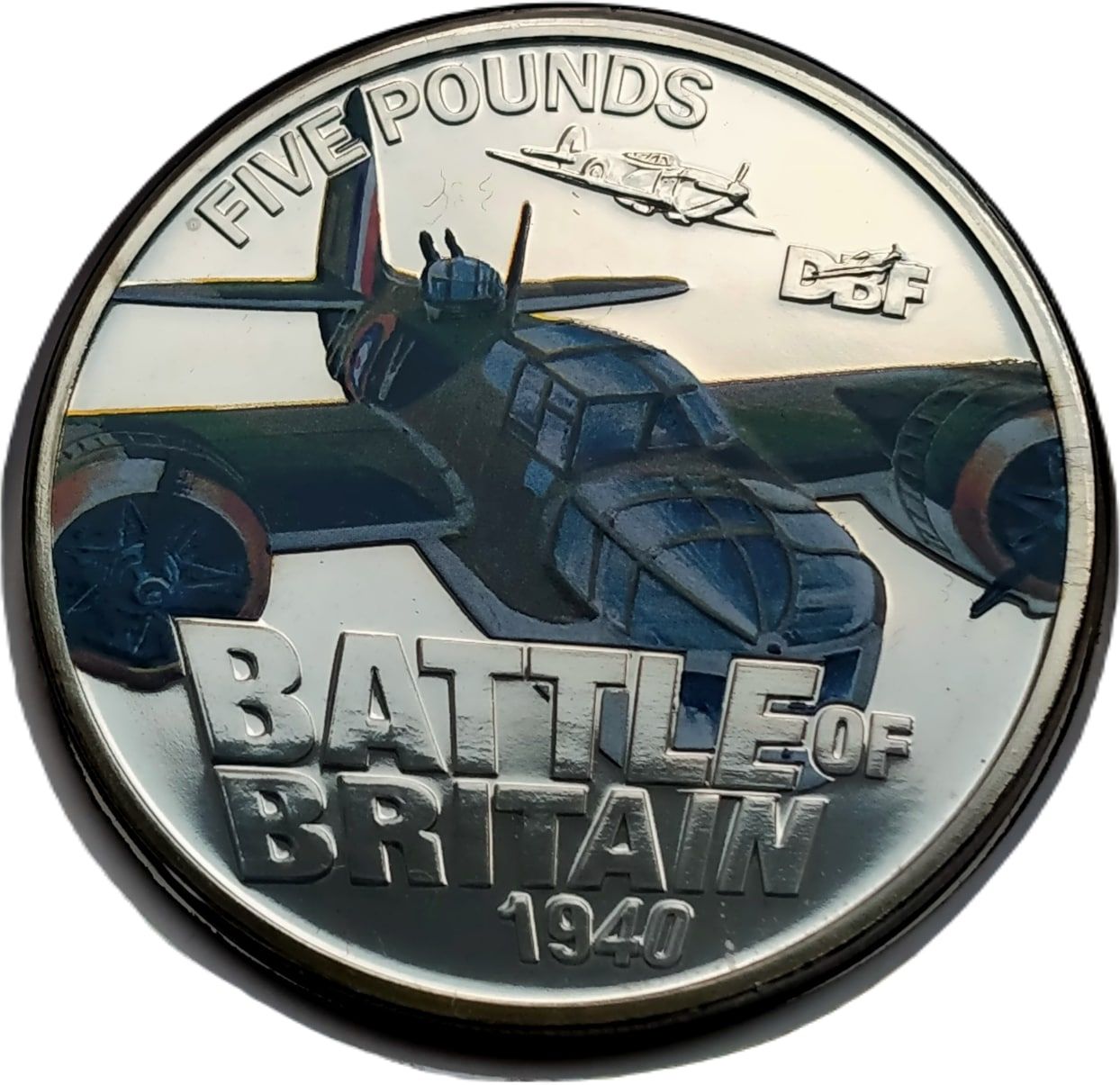 Guernsey 5 Pounds - Elizabeth II Battle of Britain - Bristol Blenheim
