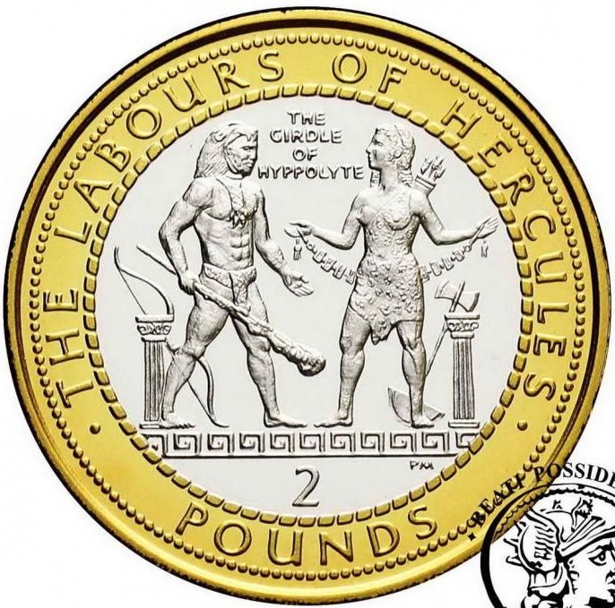 Gibraltar 2 Pounds - Elizabeth II The Girdle of Hippolyte; Silver Proof
