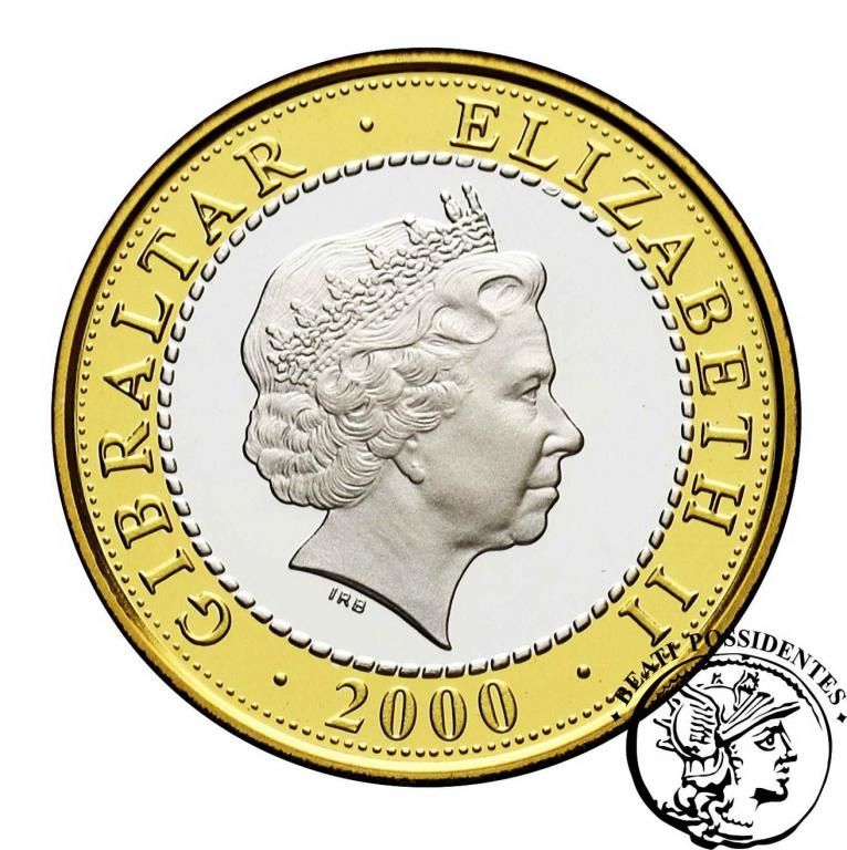 Gibraltar 2 Pounds - Elizabeth II Hercules and the Cerberus; Silver Proof obverse