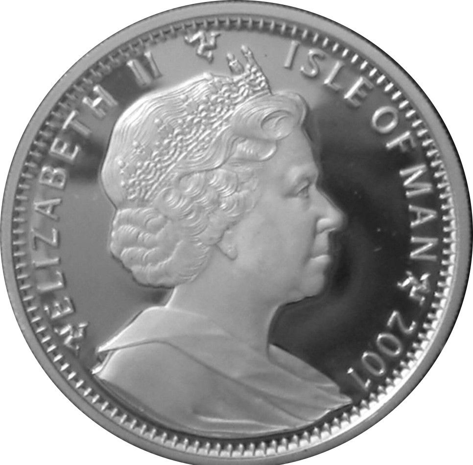 Isle of Man 1 Crown - Elizabeth II Roald Amundsen; Silver obverse