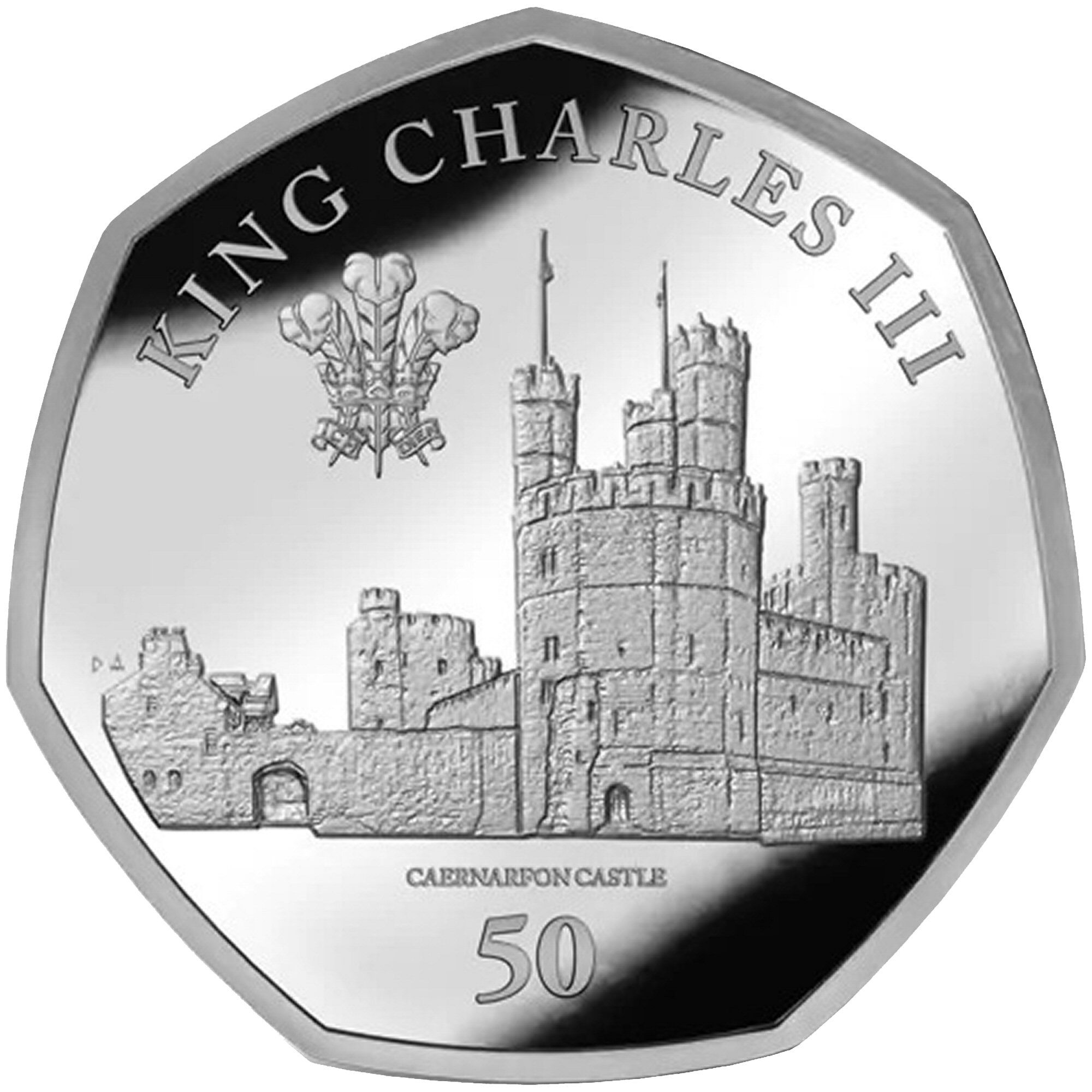 British Antarctic Territory 50 Pence - Charles III Caernarfon Castle reverse