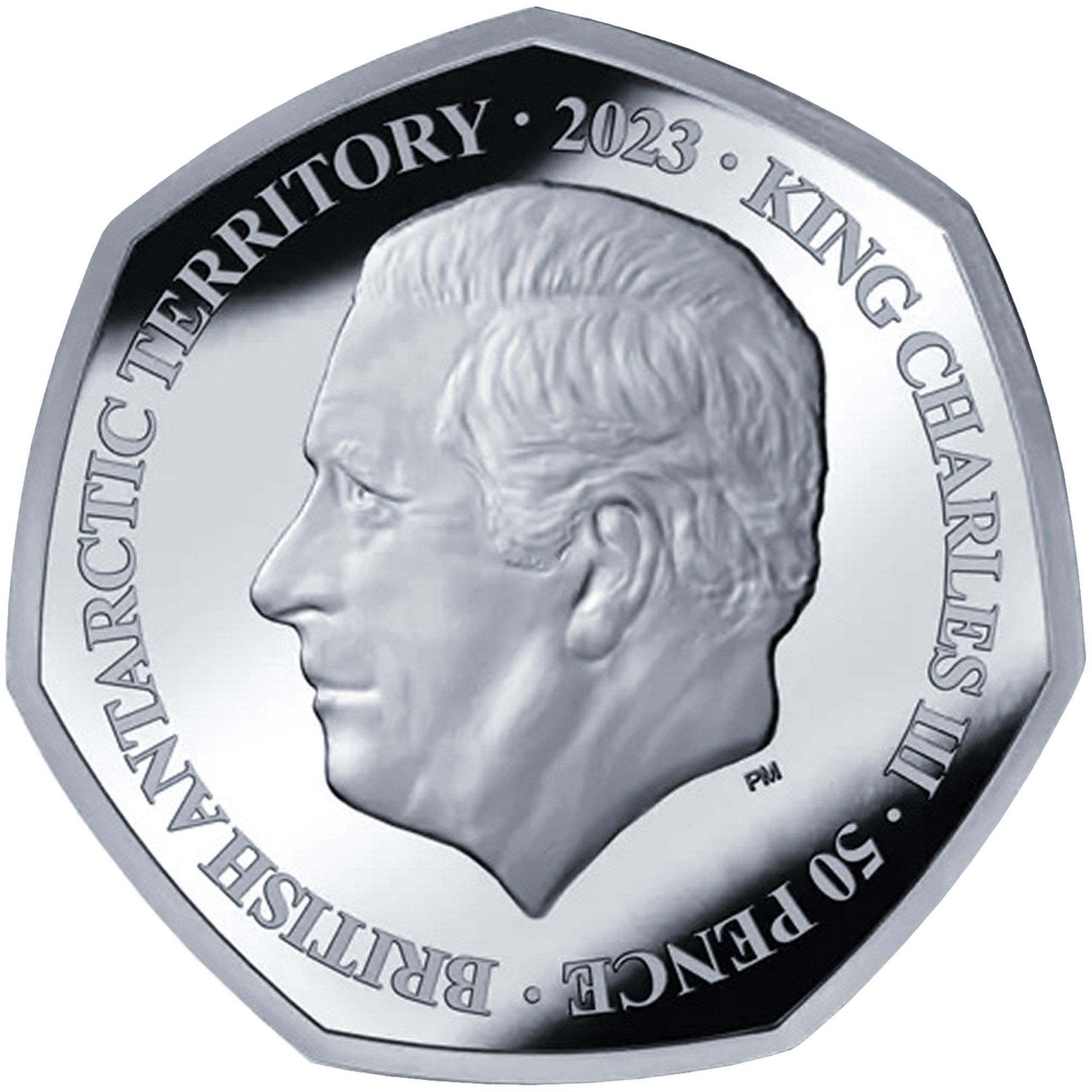 British Antarctic Territory 50 Pence - Charles III Caernarfon Castle; Silver obverse