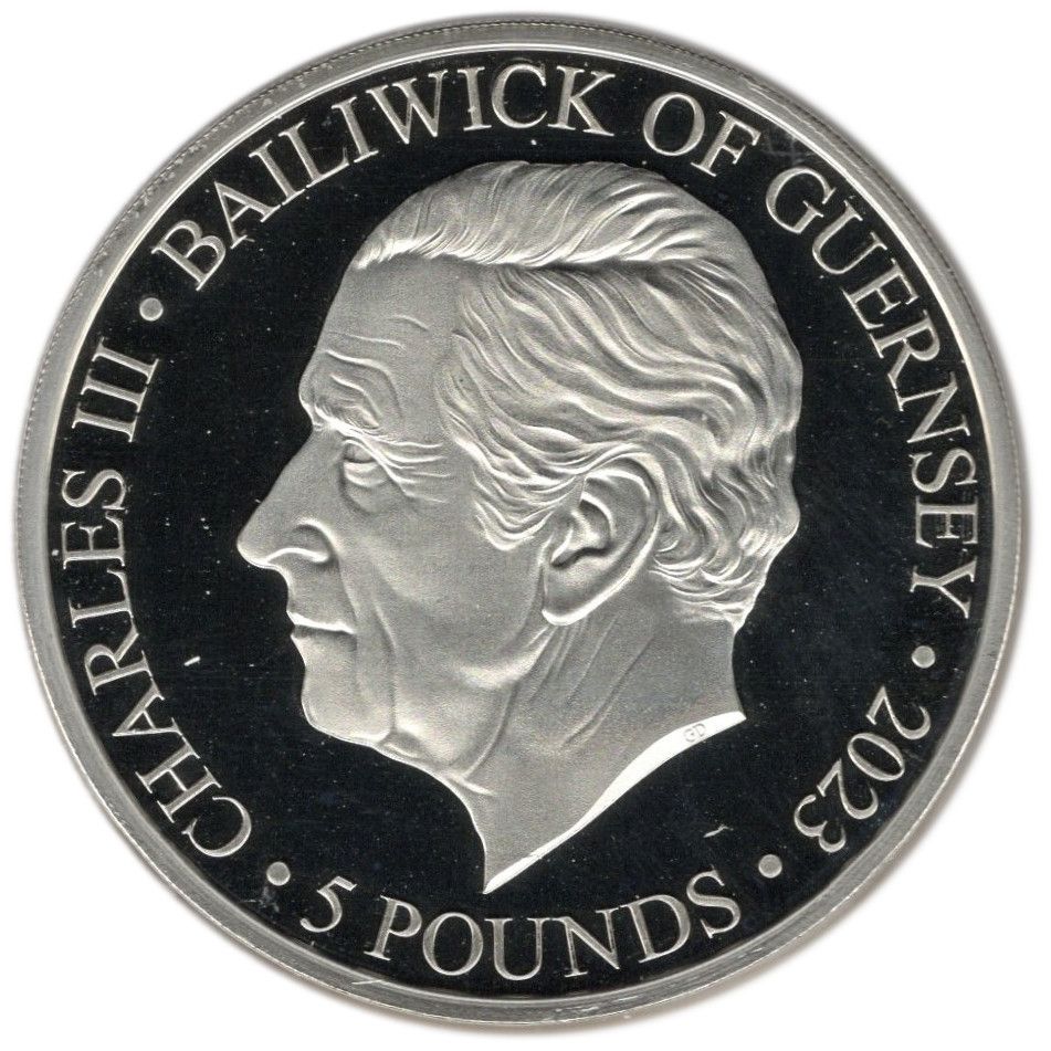 Guernsey 5 Pounds - Charles III Life and Legacy of Queen Elizabeth II obverse