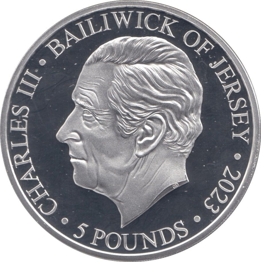 Jersey 5 Pounds - Charles III Life and Legacy of Queen Elizabeth II; Silver Proof obverse